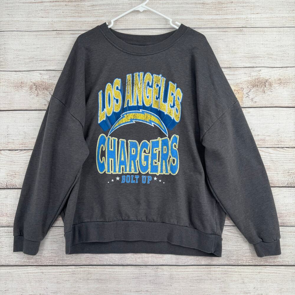 Gameday Couture Los Angeles Chargers Bolt Up Sweatshirt Womens L Oversized Gray